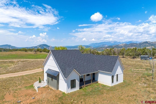 drone / aerial view with a mountain view