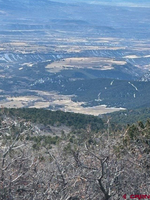 aerial view with a mountain view