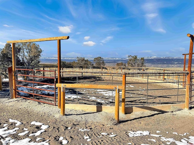 exterior space featuring a mountain view and a rural view