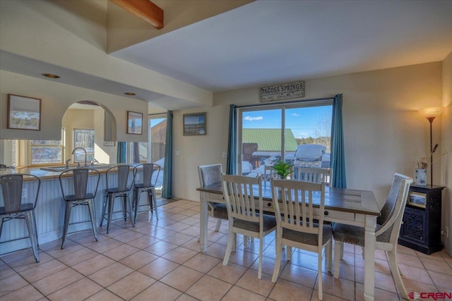 view of tiled dining area