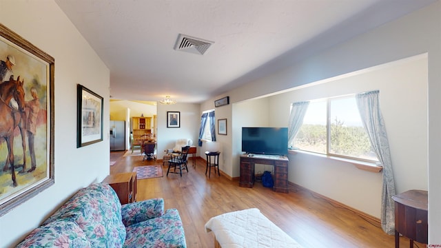 living room featuring light hardwood / wood-style flooring