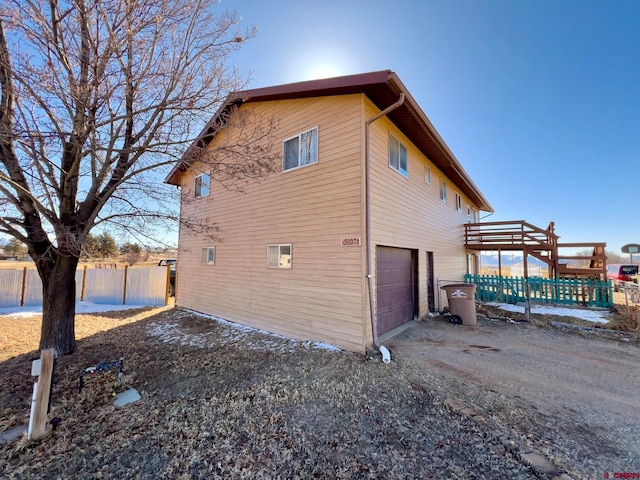 exterior space featuring a garage