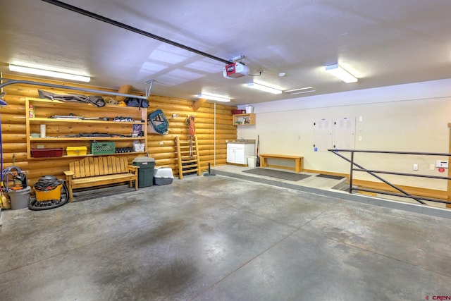 garage with a garage door opener