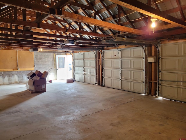 garage with a garage door opener