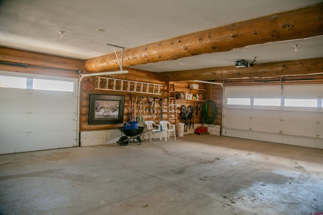 garage with a garage door opener