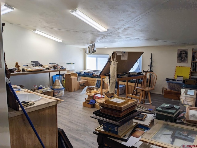 interior space with hardwood / wood-style floors