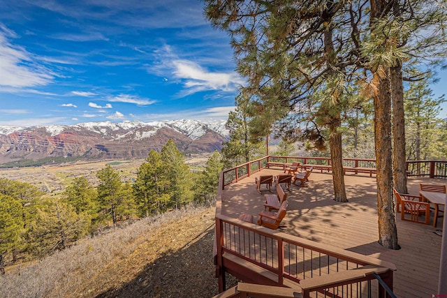 exterior space featuring a mountain view