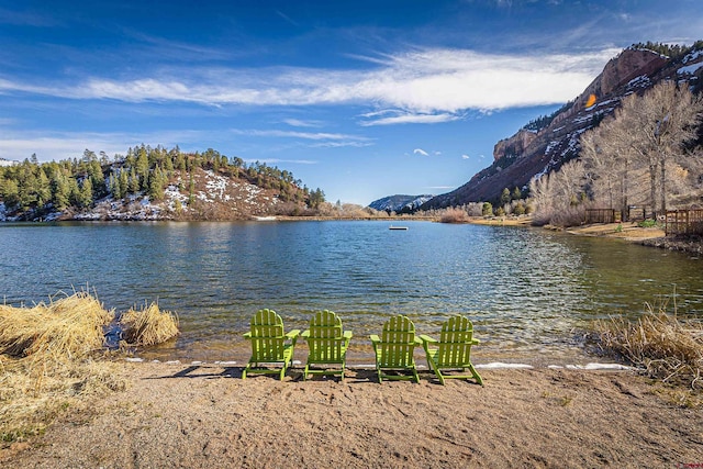 property view of water featuring a mountain view