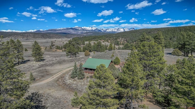 birds eye view of property with a mountain view