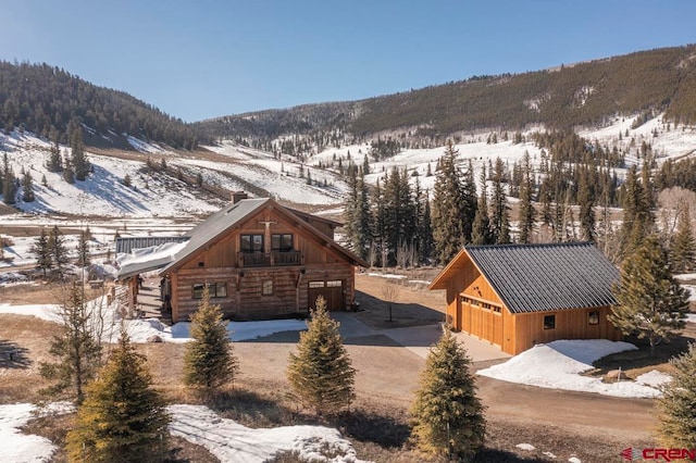 exterior space featuring a mountain view