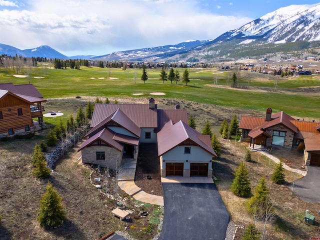 bird's eye view featuring a mountain view