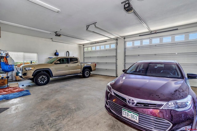 garage with a garage door opener