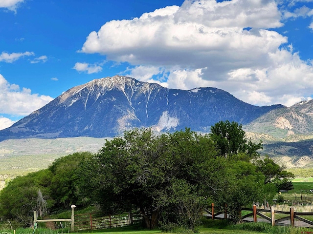 view of mountain feature with a rural view