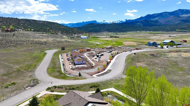 drone / aerial view with a mountain view