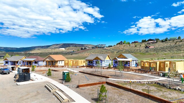 property view of mountains with a residential view