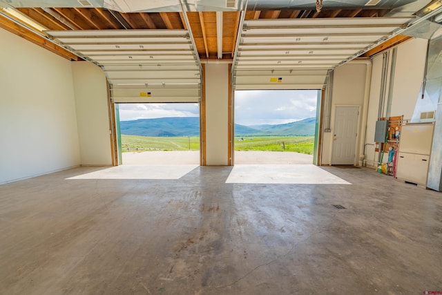 garage with a mountain view