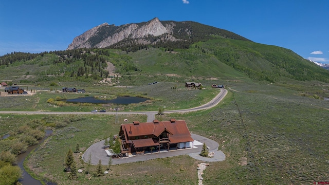 aerial view with a rural view and a mountain view