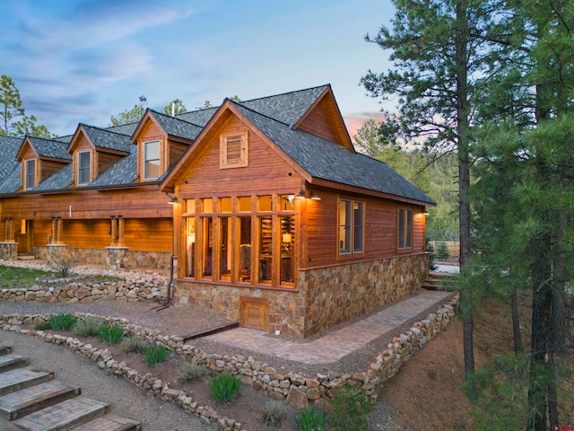 view of log home