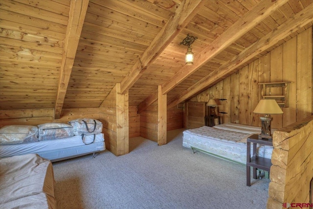 101 Spirit Path Ct, Pagosa Springs, CO 81147 - unfurnished bedroom featuring wood ceiling and carpet flooring