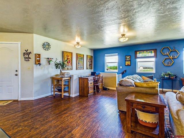 living room featuring dark hardwood / wood-style flooring