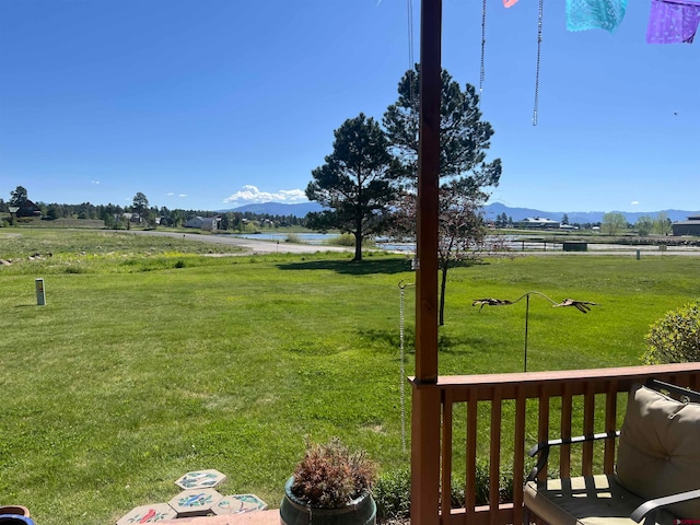 view of yard featuring a mountain view and a rural view