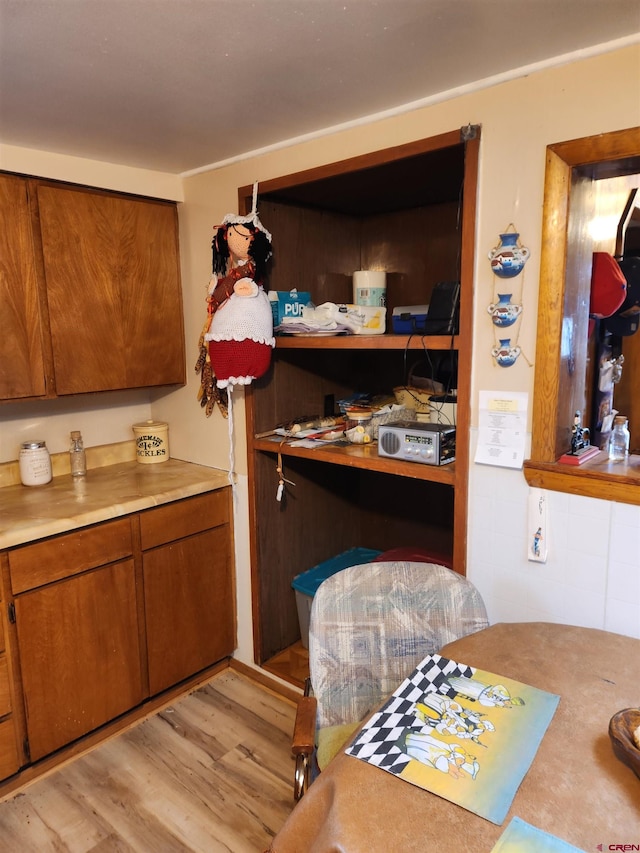 kitchen with light hardwood / wood-style flooring