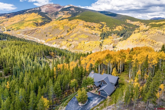 aerial view with a mountain view