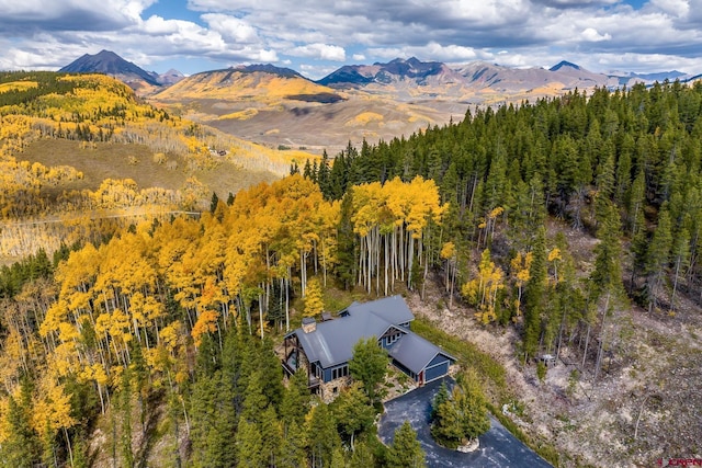 bird's eye view featuring a mountain view