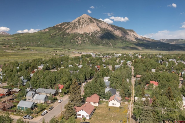 aerial view with a mountain view