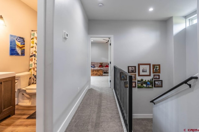 hall featuring light hardwood / wood-style flooring