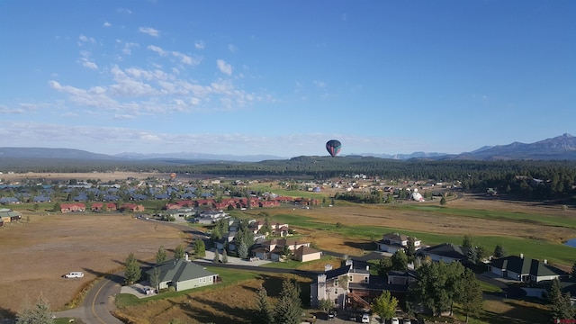 drone / aerial view with a mountain view