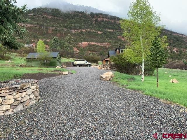 view of yard with a mountain view