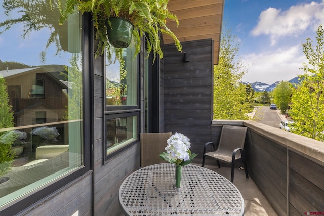 balcony with a mountain view