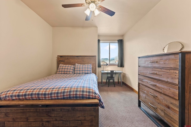 bedroom with carpet and ceiling fan