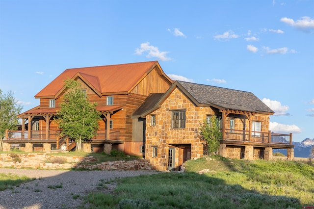 cabin featuring a deck