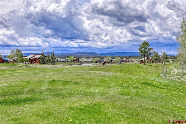 view of yard with a mountain view