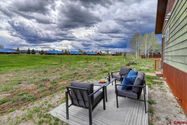 exterior space featuring an outdoor hangout area