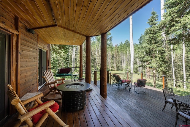 47 High Noon Ln, Telluride, CO 81435 - wooden terrace with a fire pit