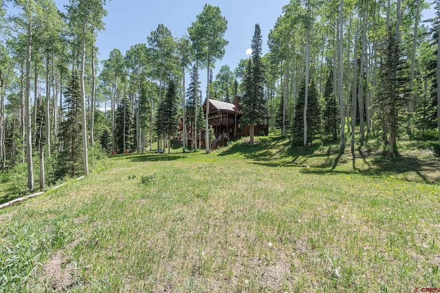 47 High Noon Ln, Telluride, CO 81435 - view of grassy yard featuring a forest view