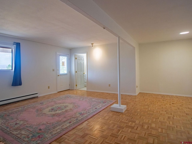 foyer entrance featuring light parquet flooring