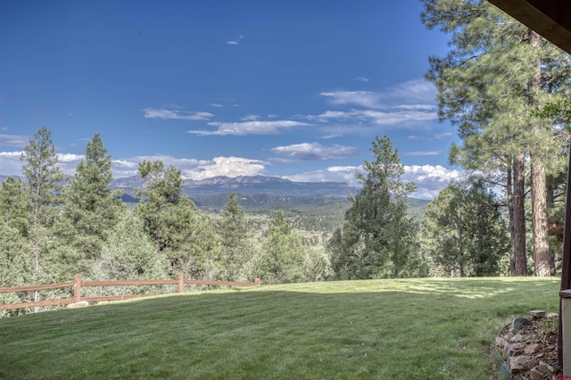 view of yard featuring a mountain view