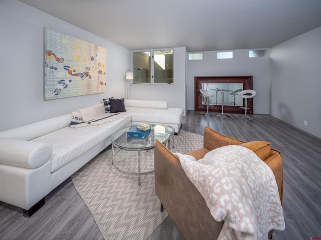 living room featuring dark hardwood / wood-style floors