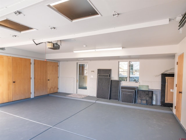 garage with a garage door opener