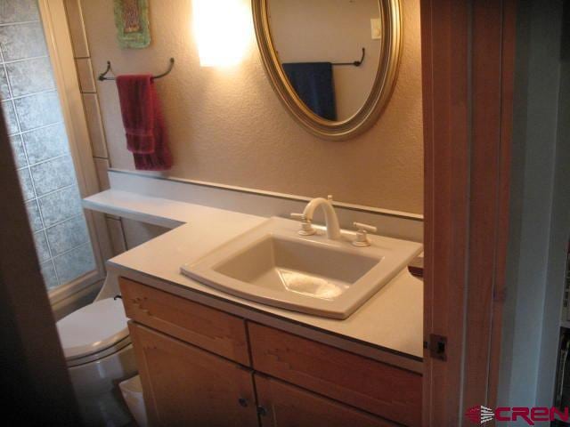 bathroom with vanity and toilet