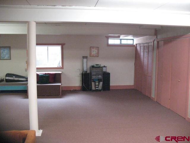 basement with carpet