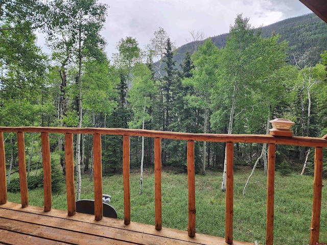 deck featuring a mountain view