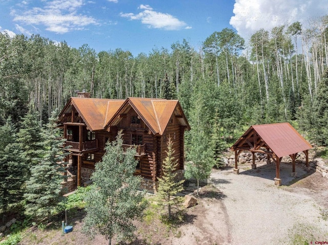 view of log-style house