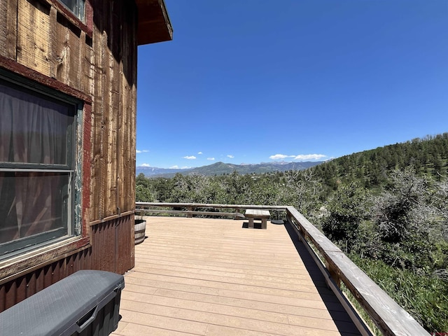 deck with a mountain view