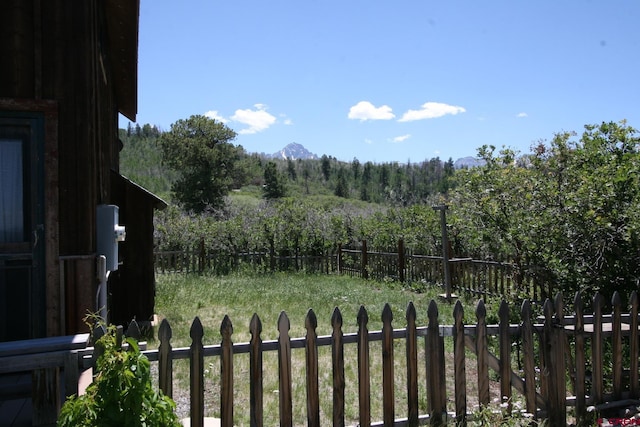 view of yard featuring a mountain view