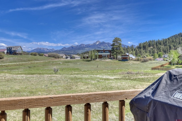 view of mountain feature featuring a rural view